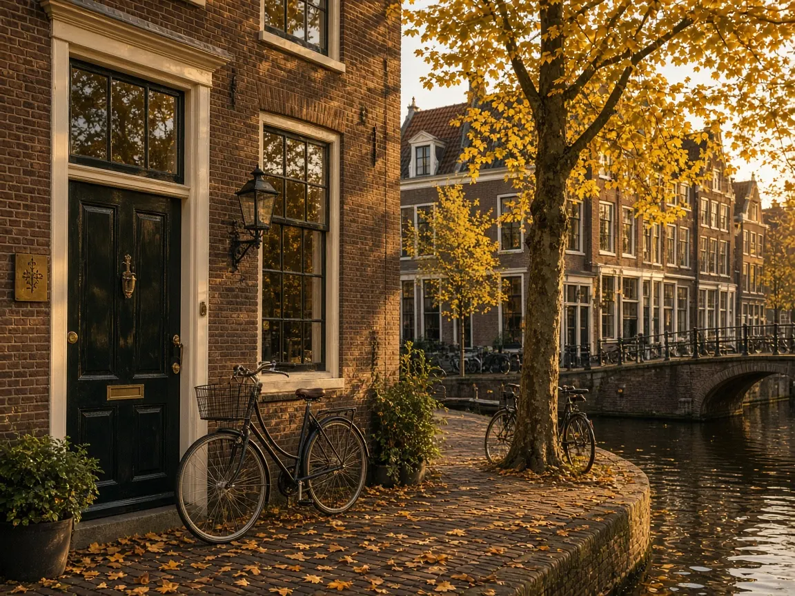 Entree van mythologie-atelier LogicFits aan het Rapenburg in Leiden bij avondlicht