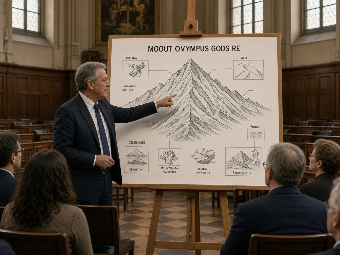 Lezing over Olympus goden en oudgrieks pantheon in historische collegezaal Leiden
